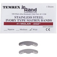 Stainless Steel Ivory Type Matrix Bands, 12/Pkg - #1 Molar Wide .002